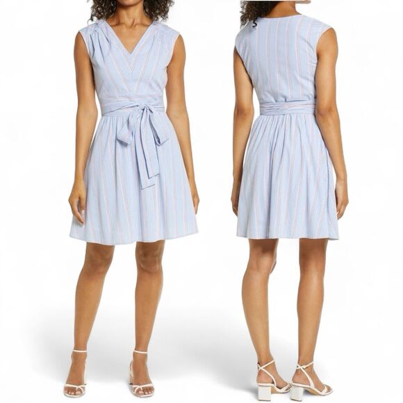 Vineyard Vines Dresses & Skirts - Vineyard Vines Striped Fit & Flare Dress – Light Blue Red White – Size 12